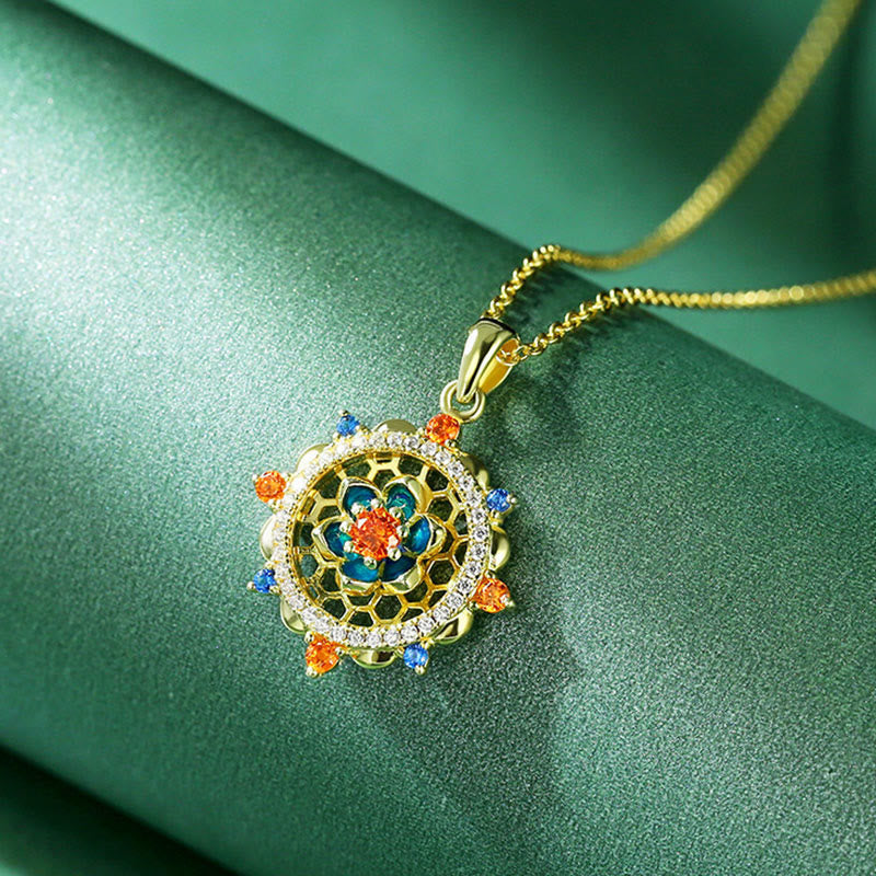 KarmaRipple's 925 Sterling Silver Lotus Flower Colorful Zircon New Beginning Pendant Necklace p12