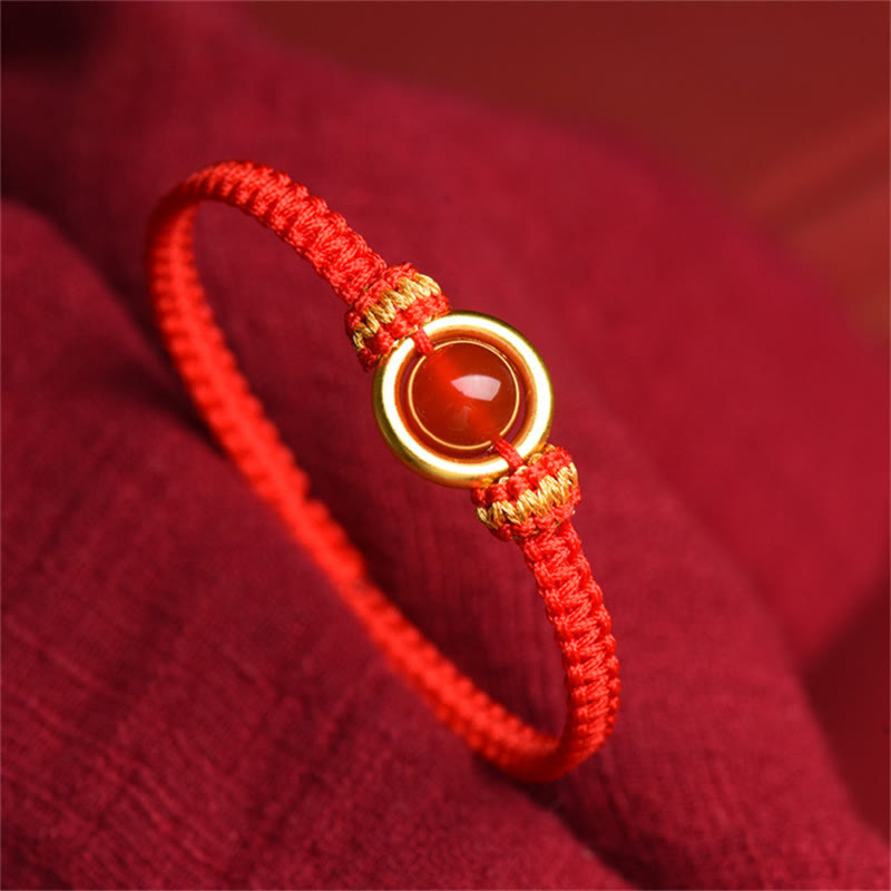 KarmaRipple's Red Agate Bead Peace Buckle Calm Rope Bracelet p14