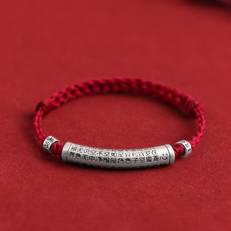 KarmaRipple's Handmade 999 Sterling Silver Om Mani Padme Hum Heart Sutra Carved Fortune Rope Bracelet Anklet p24