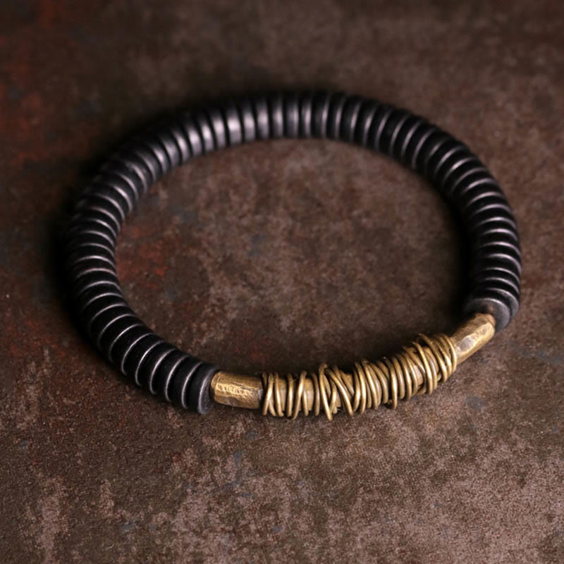 KarmaRipple's Calm Tibetan Ebony Wood Bronze Bracelet p9