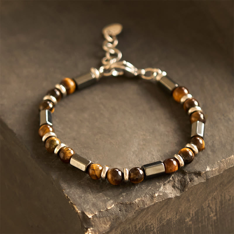 KarmaRipple's Tiger Eye Hematite Strength Buckle Chain Bracelet p13