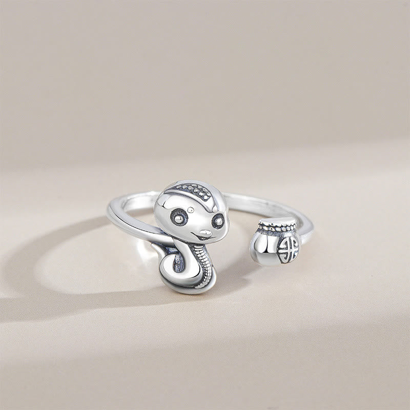KarmaRipple's 925 Sterling Silver Year Of The Snake Balance Adjustable Ring p10