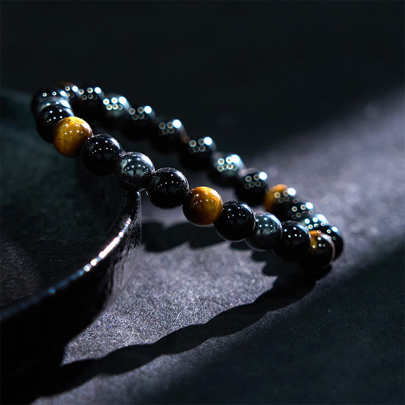 KarmaRipple's Authentic Tiger's Eye Obsidian Hematite Positive Powerful Bracelet p4