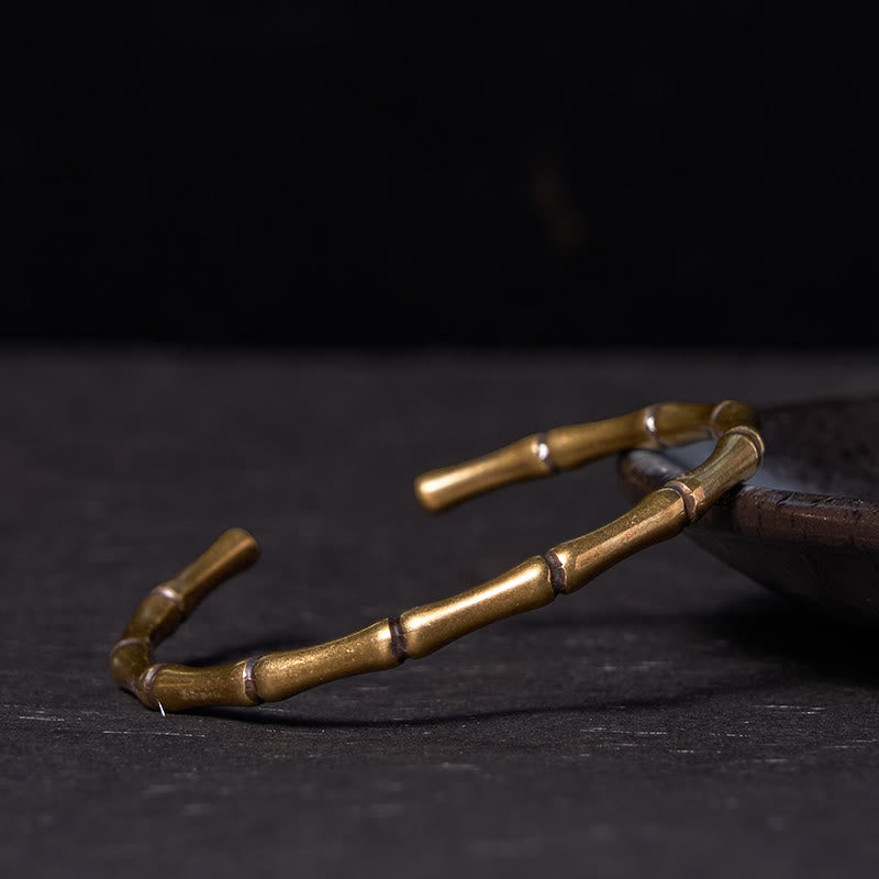 KarmaRipple's Bamboo Bronze Brass Fortune Strength Bracelet Bangle p1