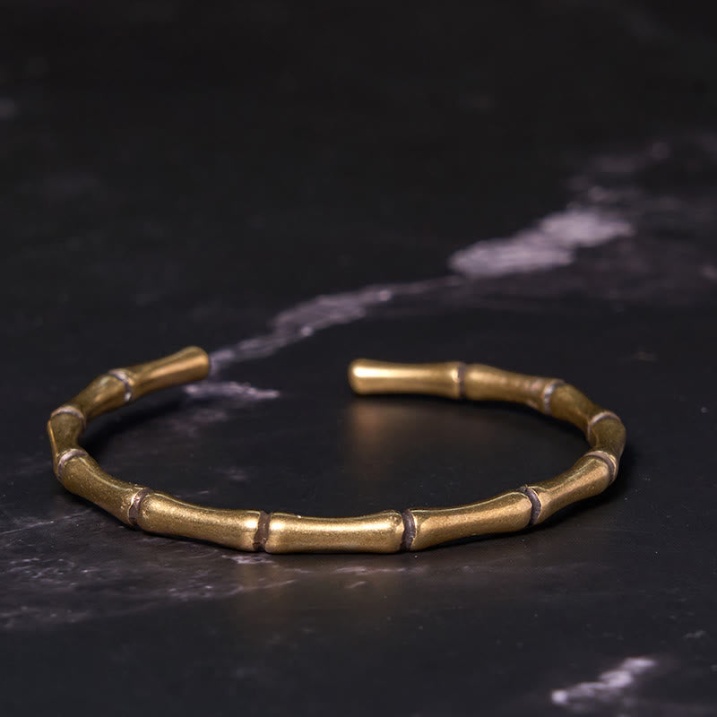 KarmaRipple's Bamboo Bronze Brass Fortune Strength Bracelet Bangle p2