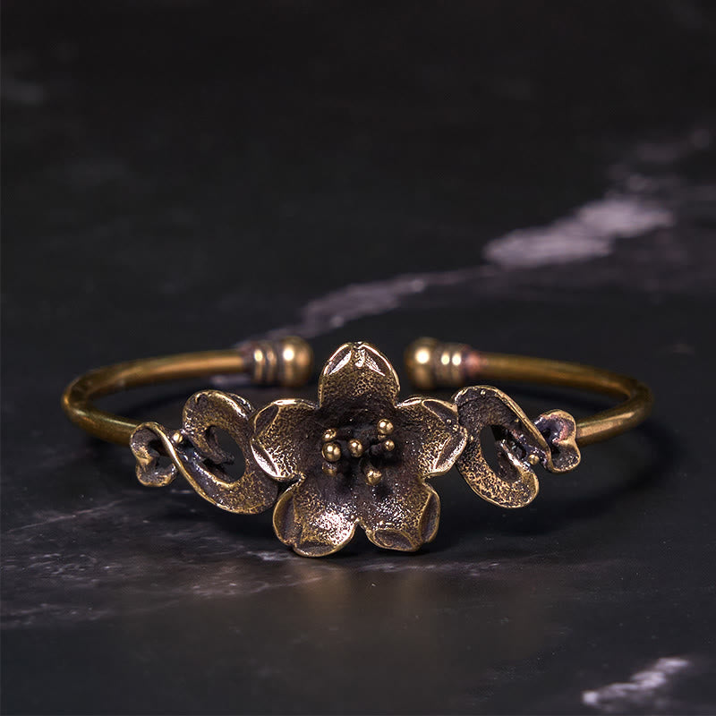 KarmaRipple's Flowers Leaves Bronze Brass Fortune Balancing Cuff Bracelet Bangle p4