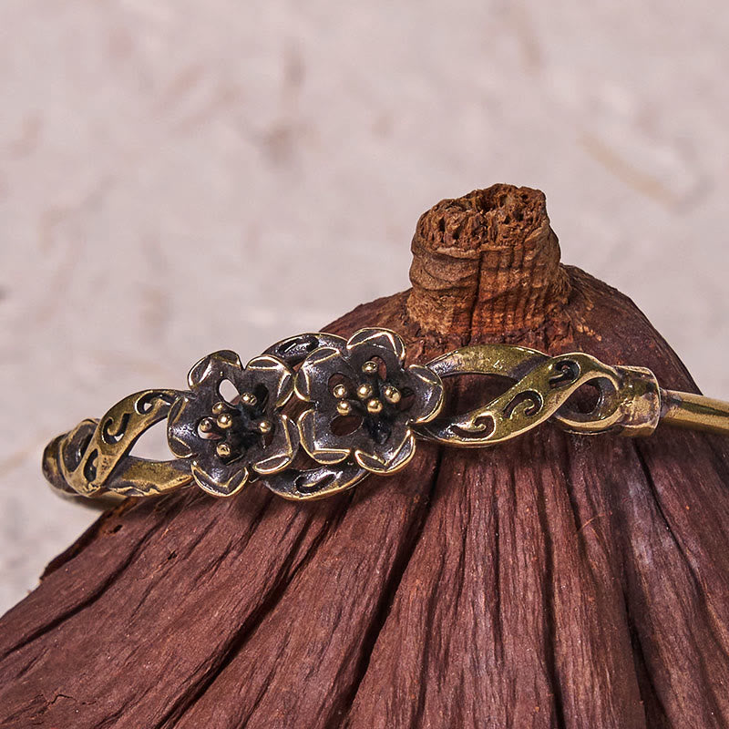 KarmaRipple's Flowers Leaves Bronze Brass Fortune Balancing Cuff Bracelet Bangle p14