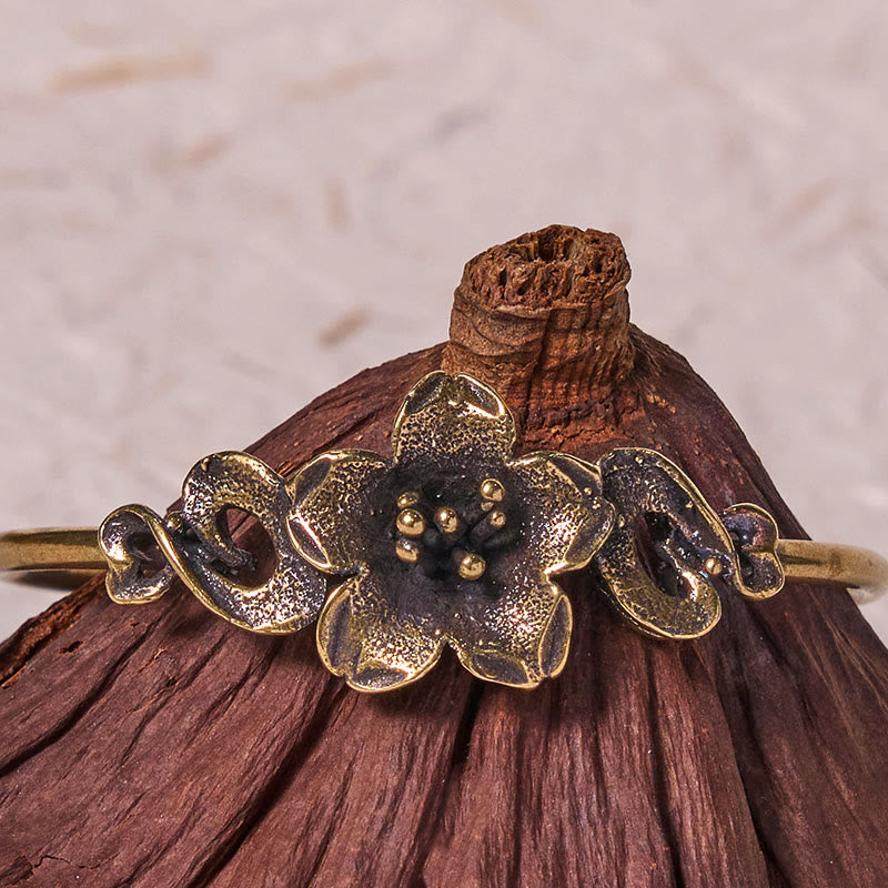 KarmaRipple's Flowers Leaves Bronze Brass Fortune Balancing Cuff Bracelet Bangle p6