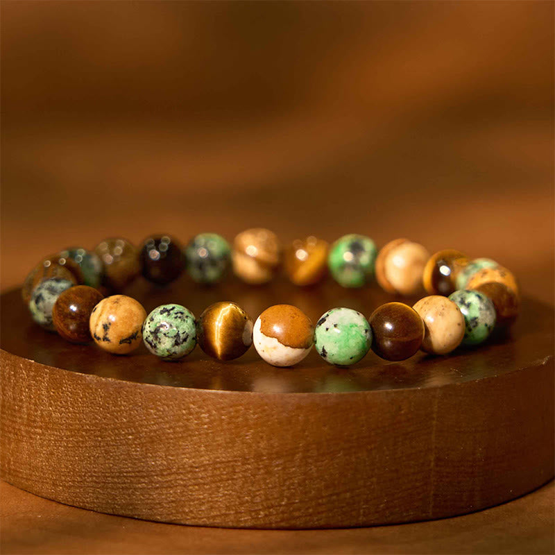 KarmaRipple's Authentic Picture Jasper Turquoise Tiger Eye Mix And Match Beadwork Protection Bracelet p9