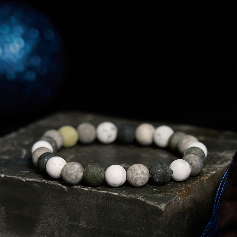 KarmaRipple's Ivory Turquoise Picasso Jasper Green Calcite Blessing Bracelet p1