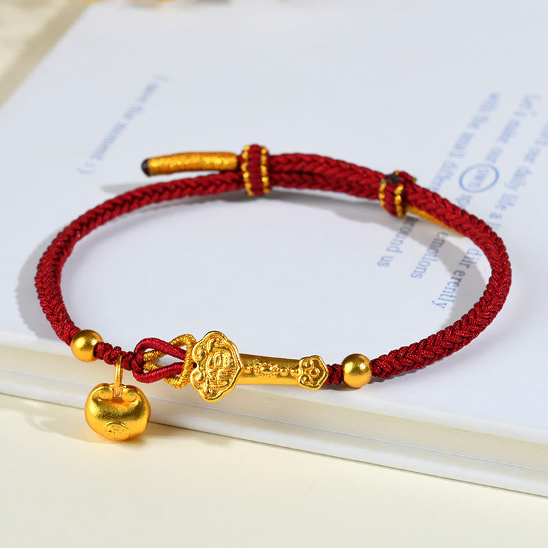 KarmaRipple's Red String Fu Character Ingot Ruyi Stick Fortune Woven Bracelet p1