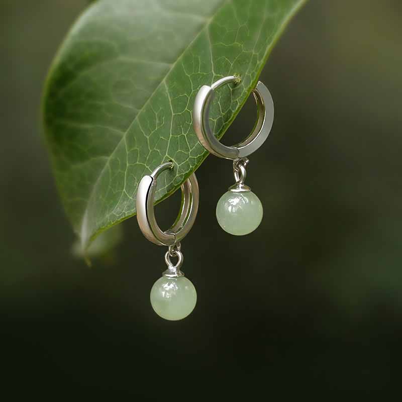 KarmaRipple's Round Jade Bead Prosperity Earrings p10