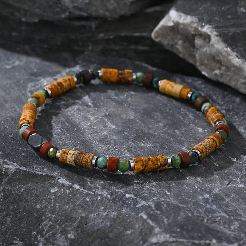 KarmaRipple's Authentic Stone Picture Jasper Turquoise Hematite Positive Bracelet p10