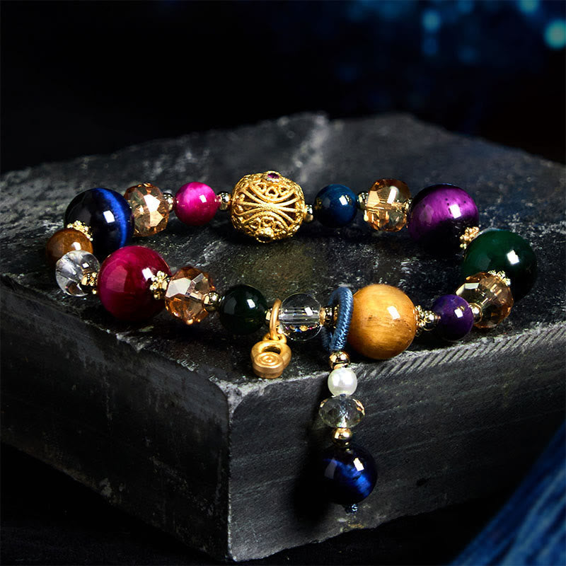 KarmaRipple's Authentic Colored Tiger Eye Stone Weight Balance Bracelet p12