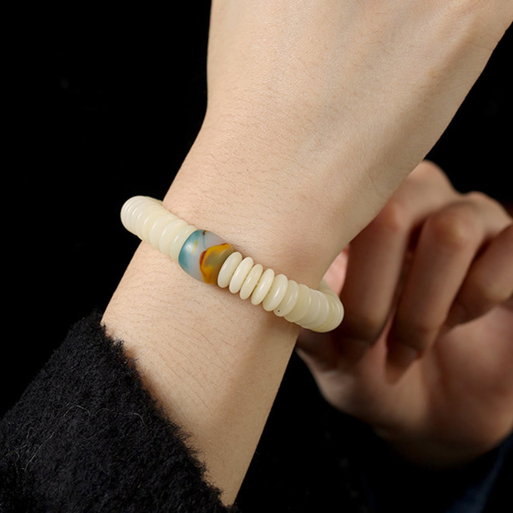 KarmaRipple's Authentic Ivory Bodhi Seed Stone'sdom Tassel Wrist Mala Bracelet p6