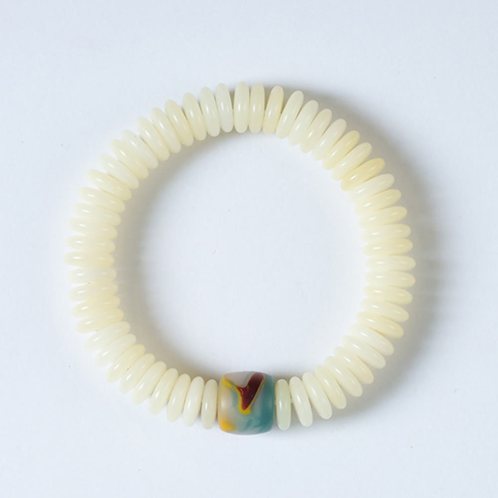 KarmaRipple's Authentic Ivory Bodhi Seed Stone'sdom Tassel Wrist Mala Bracelet p8