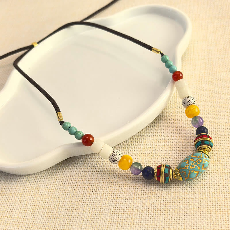 KarmaRipple's Tibetan Handmade Turquoise Beadwork Balance Pendant Necklace p9