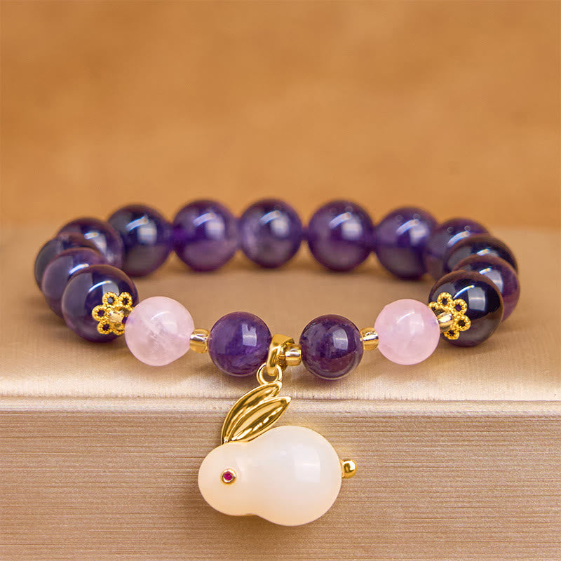 KarmaRipple's Authentic Amethyst Rabbit Beadwork Inner Peace Bracelet p7