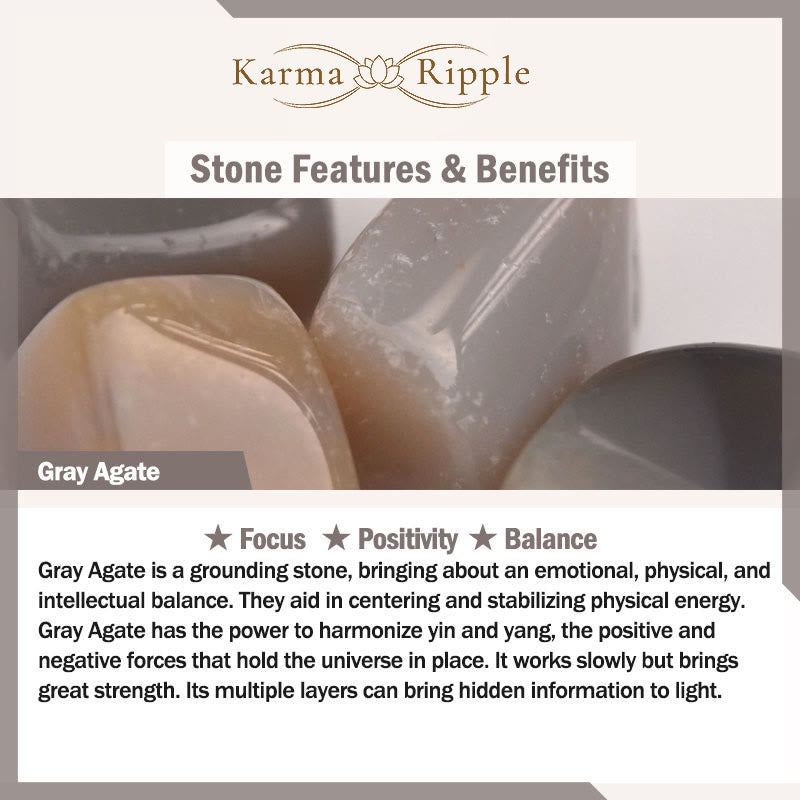 KarmaRipple's Authentic Gray Agate Peace And Joy Talisman Balance Double Wrap Bracelet p8