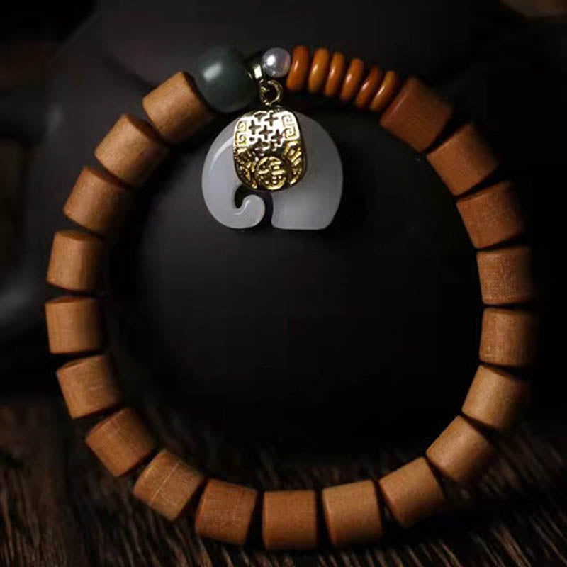 KarmaRipple's Sandalwood Jade Elephant Protection Bracelet p17