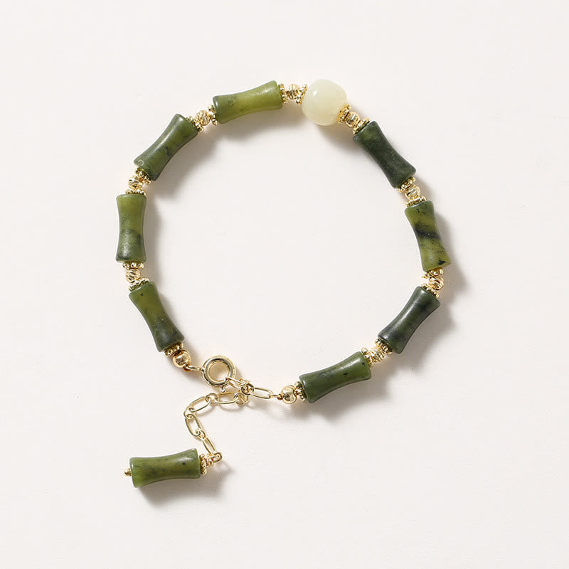 KarmaRipple's Glass Bead Bamboo Fortune Strength Chain Bracelet p11