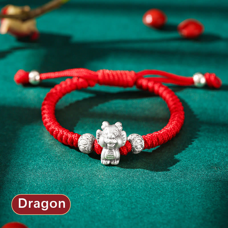 KarmaRipple's 999 Sterling Silver Chinese Zodiac Red Rope Fortune Handcrafted Kids Bracelet p34