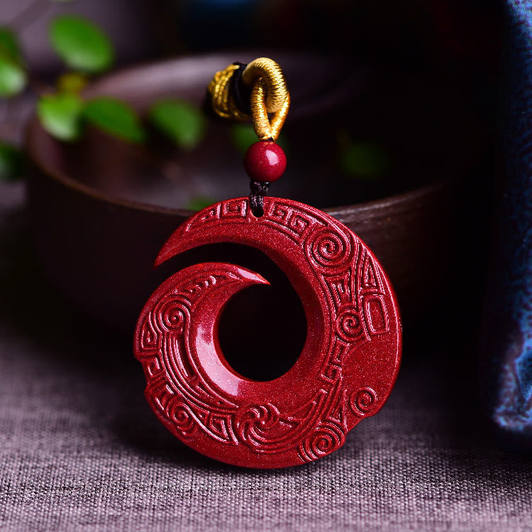KarmaRipple's One's Fortune Improves Design Patern Authentic Cinnabar Blessing Pendant Necklace p12