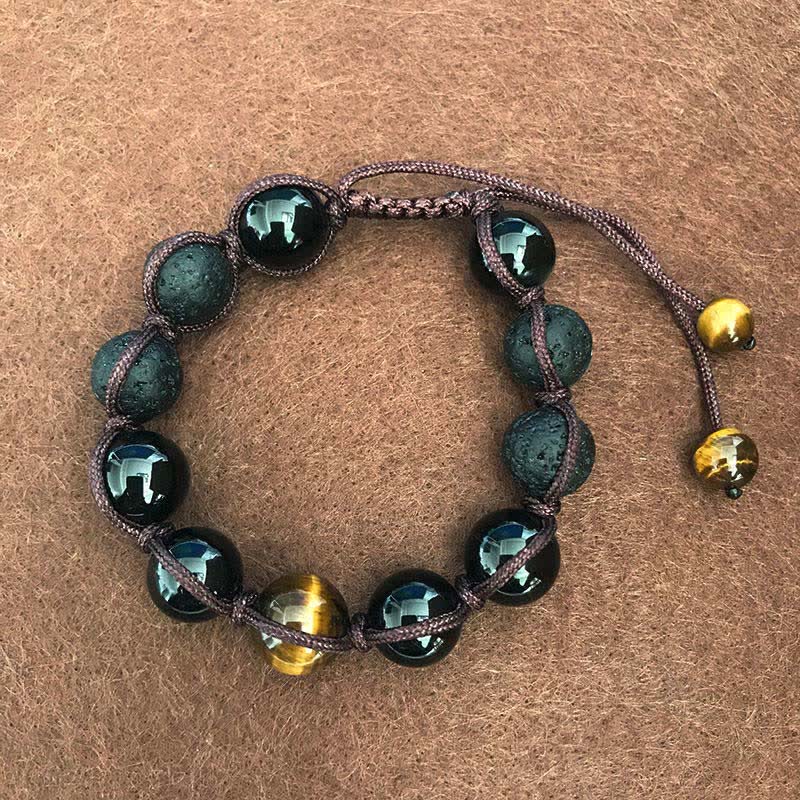 KarmaRipple's Lava Rock Tiger Eye Stone Support Balancing String Bracelet p5