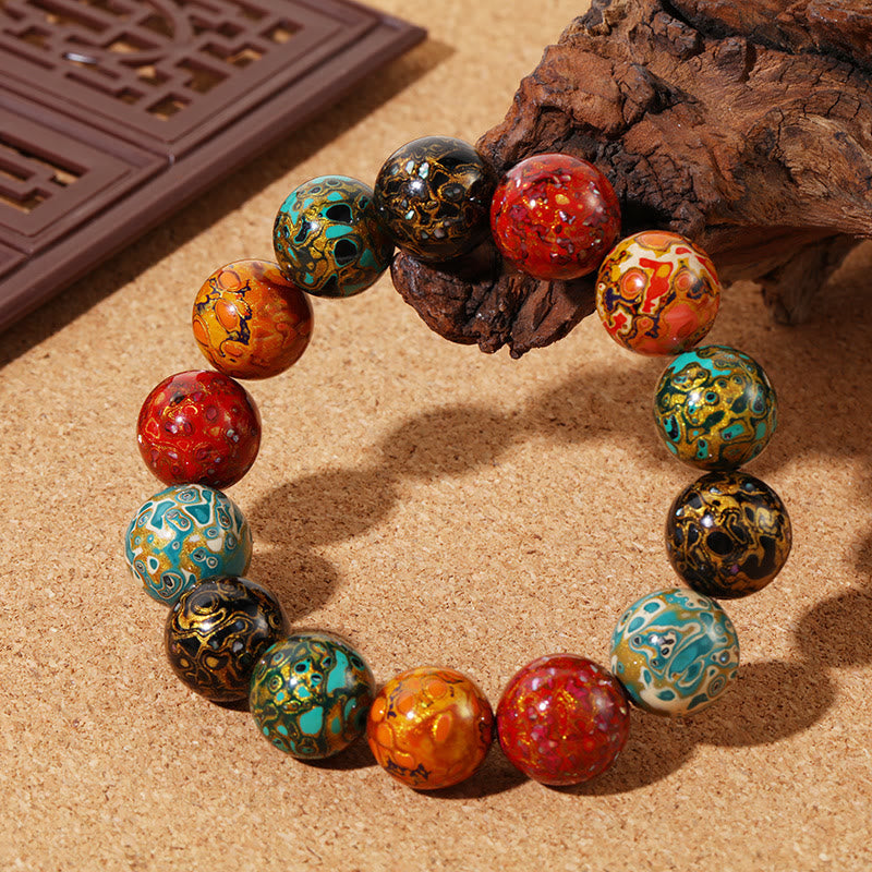 KarmaRipple's Authentic Multicolored Lacquer Beadwork Calm Bracelet p15