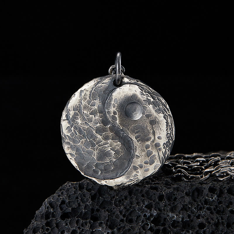 KarmaRipple's 990 Sterling Silver Yin Yang Hammer Texture Balance Pendant Necklace p15