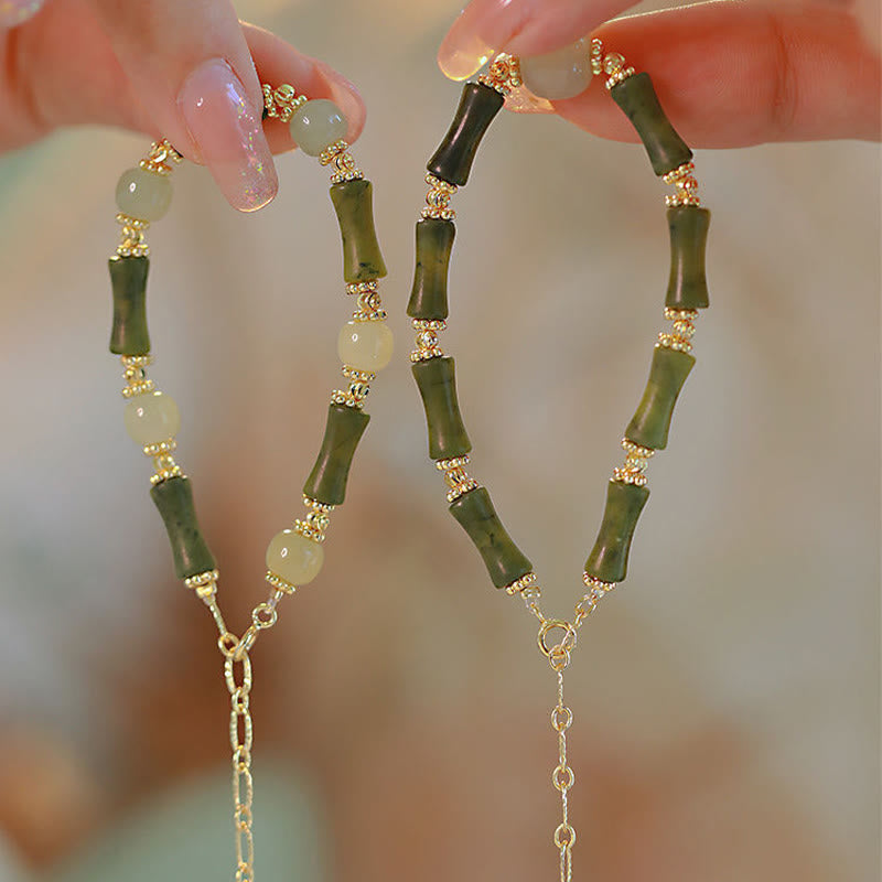 KarmaRipple's Glass Bead Bamboo Fortune Strength Chain Bracelet p5