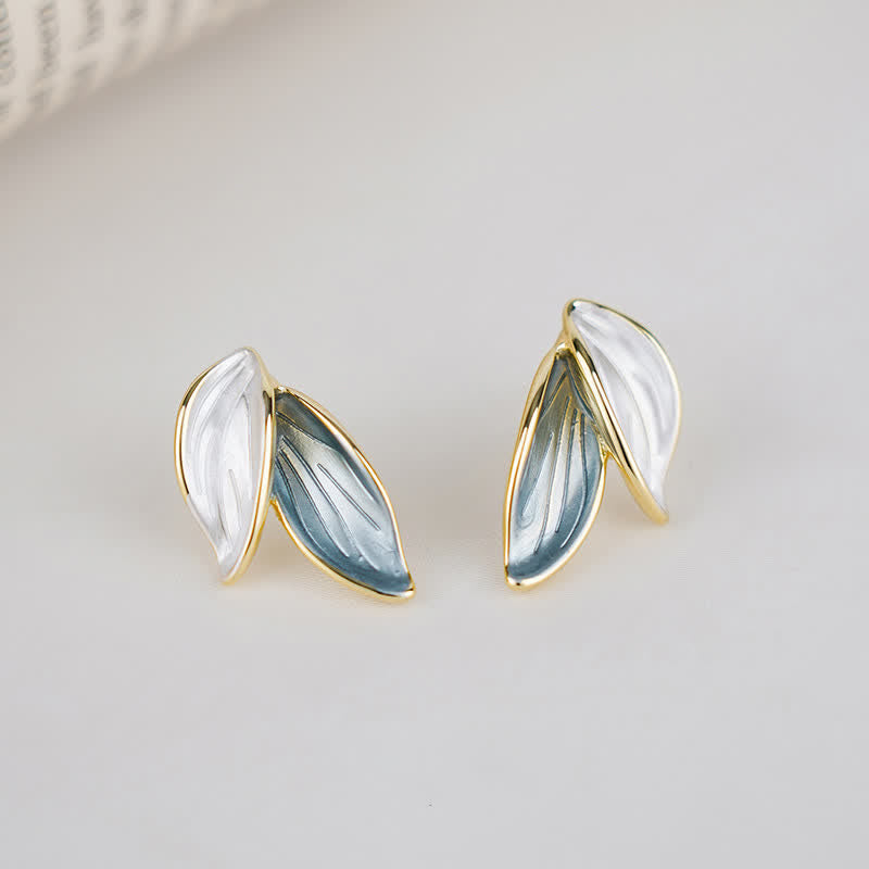 KarmaRipple's Leaf Design Fortune Stud Earrings p8