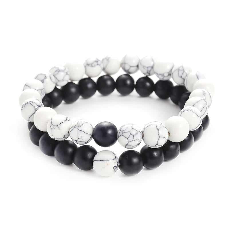 KarmaRipple's 2pcs Authentic Frosted Stone Ivory Turquoise Bead Pair Bracelet p10