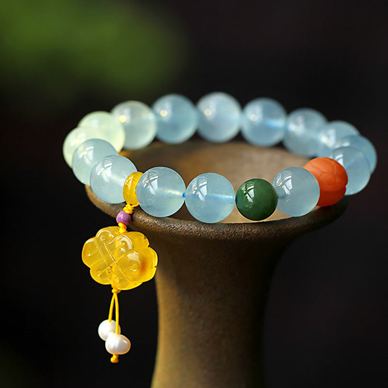 KarmaRipple's Authentic Aquamarine Amber Chinese Knotting Talisman Peace Bracelet p14