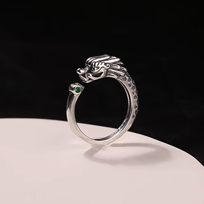 KarmaRipple's Vintage Dragon Design Success Strength Adjustable Ring p10