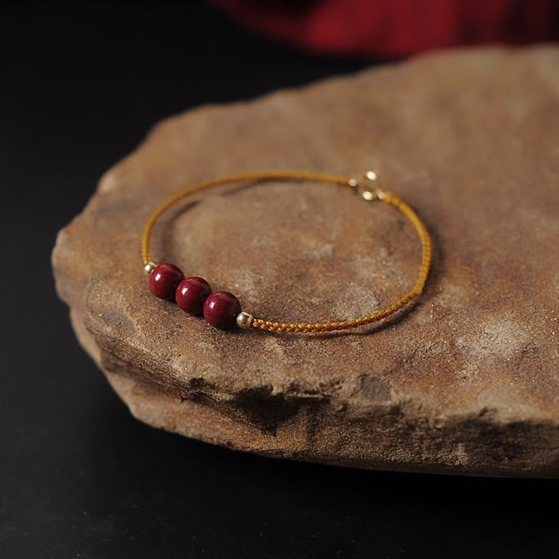 KarmaRipple's 14K Gold Plated Authentic Cinnabar Blessing String Woven Bracelet p20