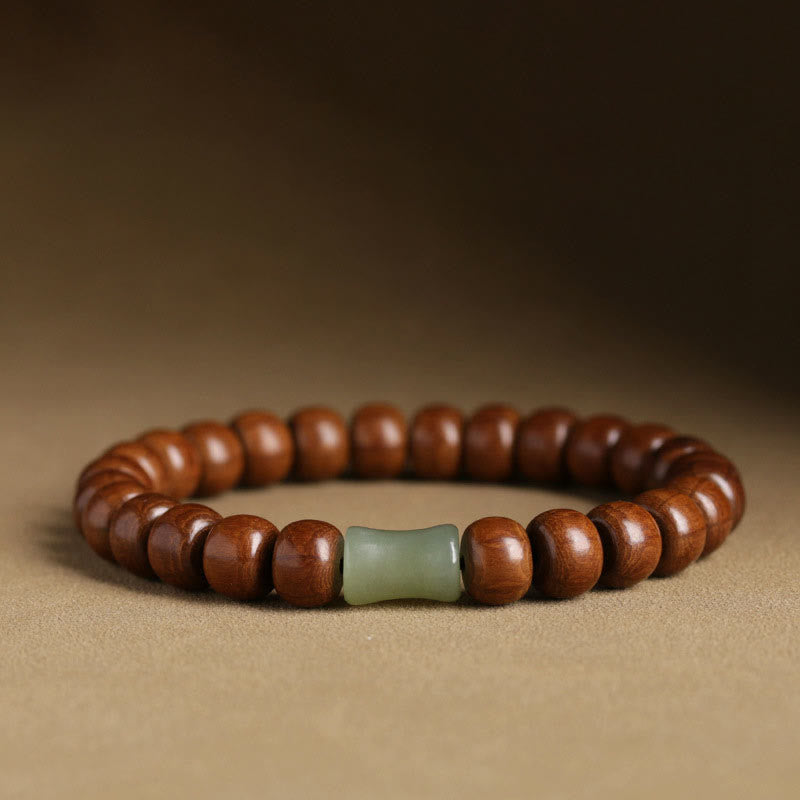 KarmaRipple's Authentic Abelia Biflora Wood Hetian Jade Bamboo Bead Warding Off Evil Spirits Bracelet p15