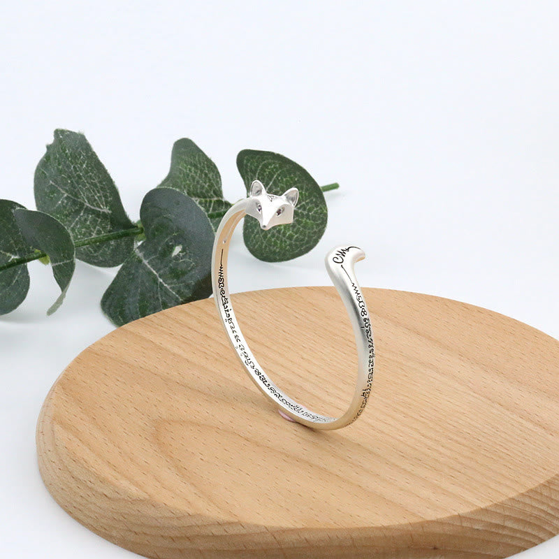KarmaRipple's Cute Fox Engraved Fortune Bronze Cuff Bracelet Bangle p8