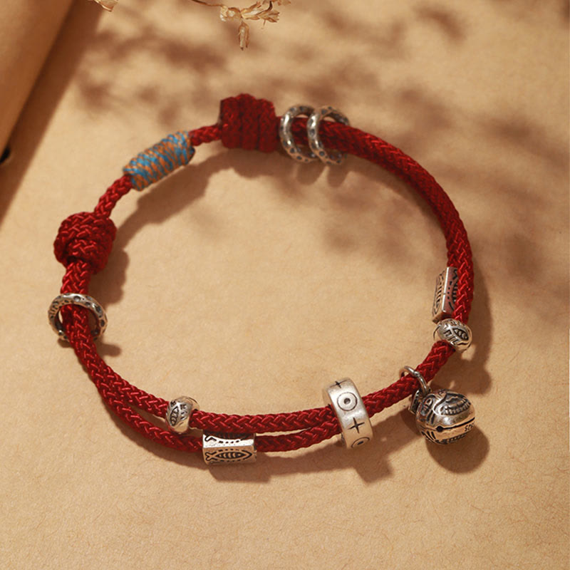 KarmaRipple's 925 Sterling Silver Gold Swallowing Beast Koi Fish Wealth Handcrafted Woven Bracelet p21