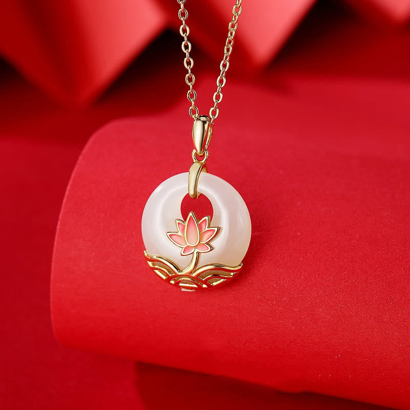 KarmaRipple's 925 Sterling Silver Hetian Ivory Jade Lotus Flower Blessing Pendant Necklace p15