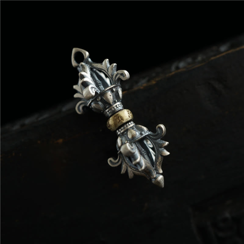KarmaRipple's 925 Sterling Silver Om Mani Padme Hum Dorje Vajra Engraved Strength Necklace Hanging Decoration p11