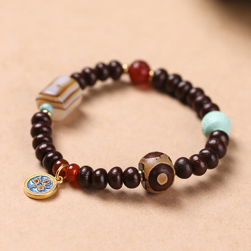 KarmaRipple's Authentic Tibet Purple Bodhi Seed Dzi Bead God of Wealth Wisdom Bracelet p16