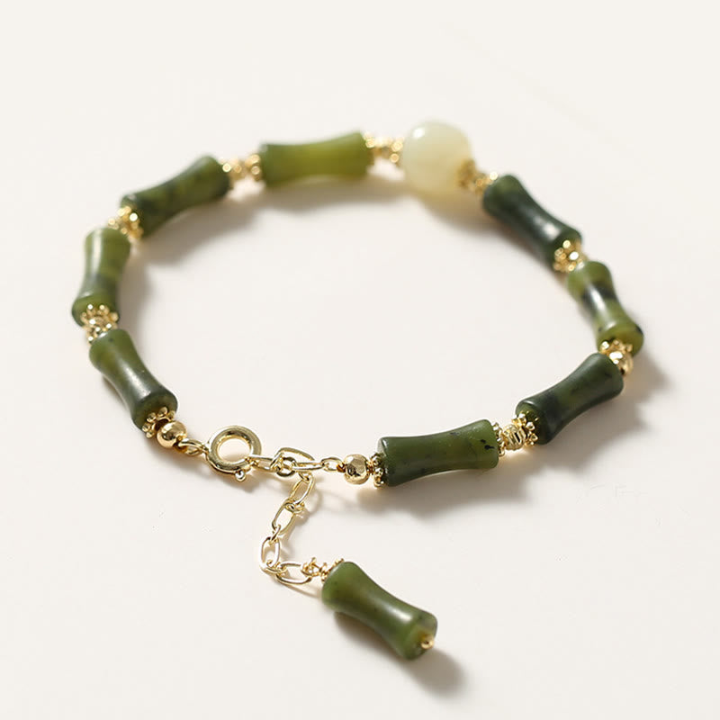 KarmaRipple's Glass Bead Bamboo Fortune Strength Chain Bracelet p7