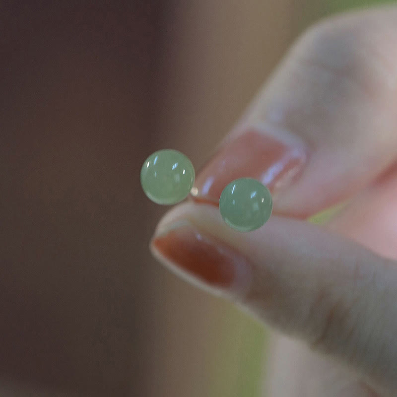 KarmaRipple's Round Jade Beaded Fortune Stud Earrings p19