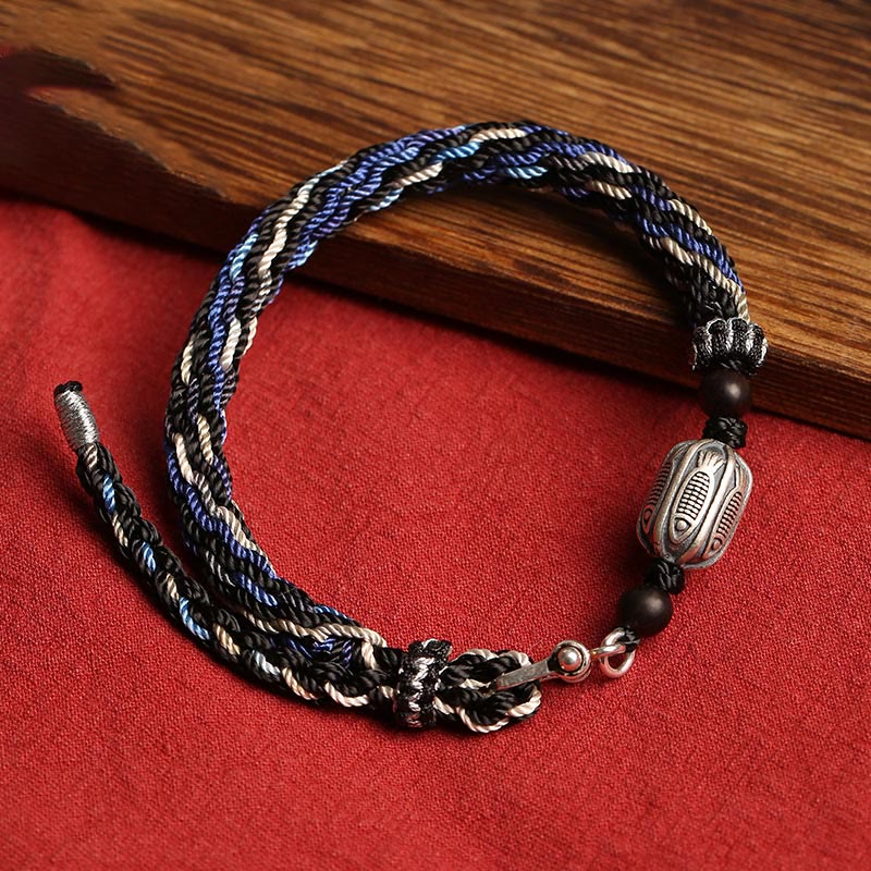 KarmaRipple's 925 Sterling Silver Koi Fish Wealth Reincarnation Weave Braid String Bracelet p16