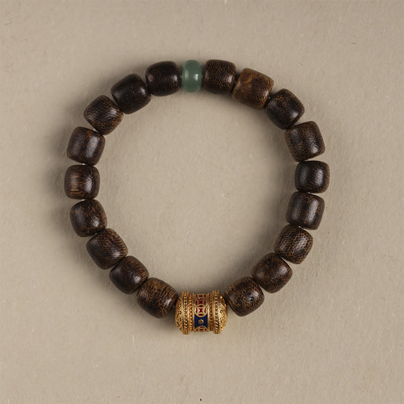 KarmaRipple's Agarwood Bronze Coin Auspicious Cloud Calm Bracelet p18