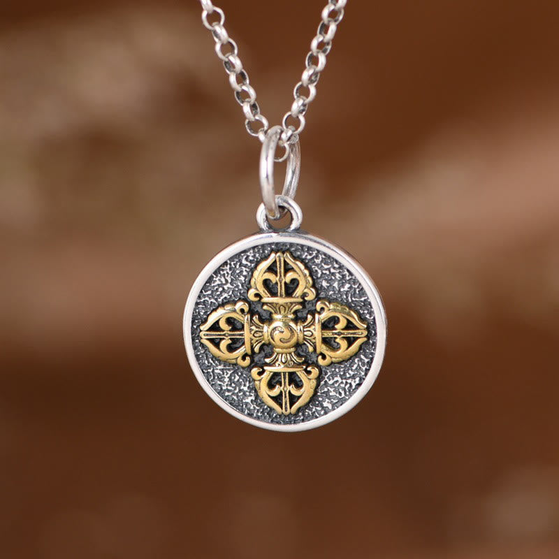 KarmaRipple's 925 Sterling Silver Double Dorje Vajra Blessing Pendant Necklace p13