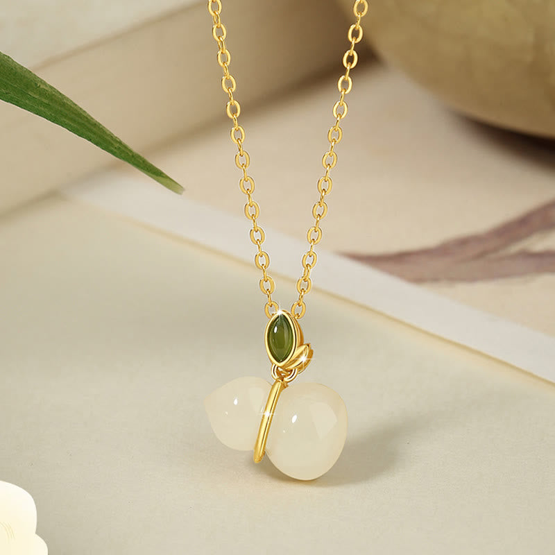 KarmaRipple's 925 Sterling Silver Hetian Jade Gourd Abundance Pendant Necklace p13