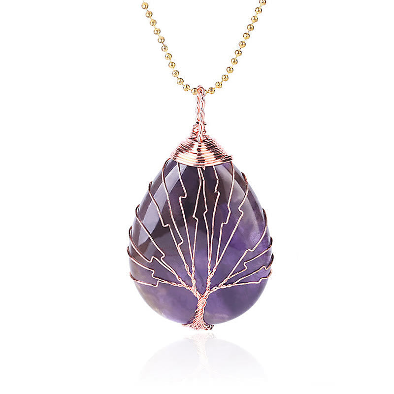KarmaRipple's Authentic Quartz Gemstone Tree Of Life Balancing Energy Pendant Necklace p44