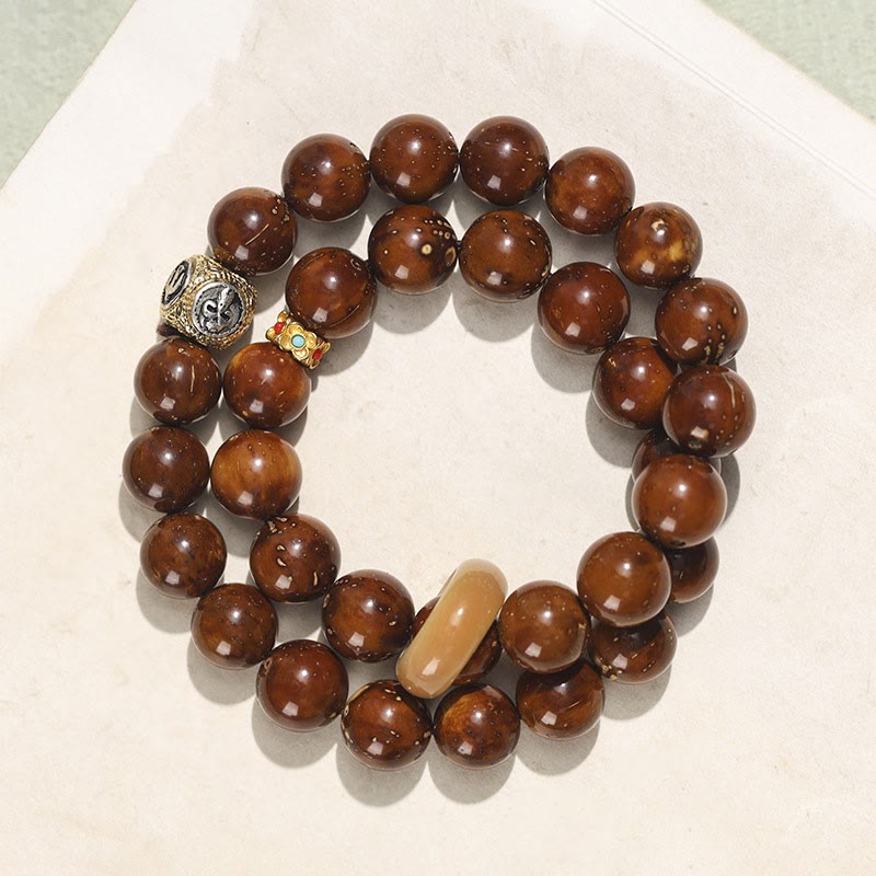 KarmaRipple's Tibetan Authentic Purple Gold Rat Bodhi Seed Wealth Double Wrap Bracelet p19